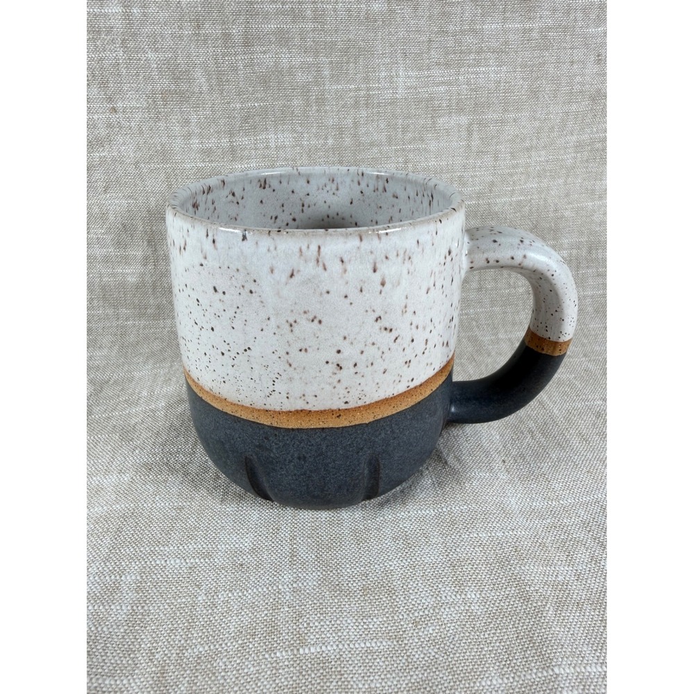 Speckled Ceramic Mug Gray Base, Modern Rustic Coffee Cup Neutral Stoneware Mug,